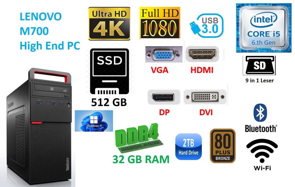 PC Lenovo M700 32GB+512GB SSD/2TB HD | Kaufen auf Ricardo
