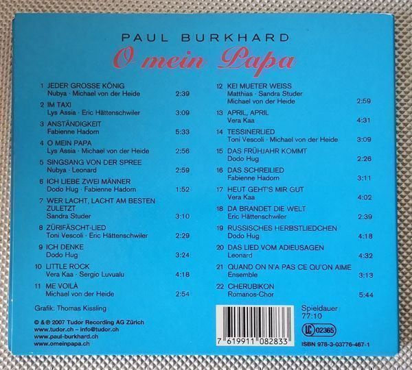 CD: O MEIN PAPA - PAUL BURKHART - CD – Usato da Greifensee venduto da scharmant 2