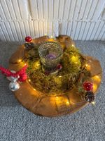 Holz Deko  mit Lichterkette handgemacht