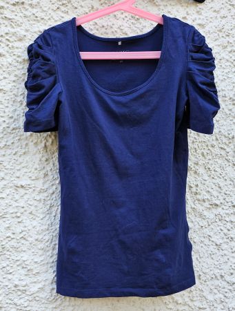 Top /Shirt geraffte Ärmel 3/4 lang,Basic Chicorée,Gr. XS,NEU