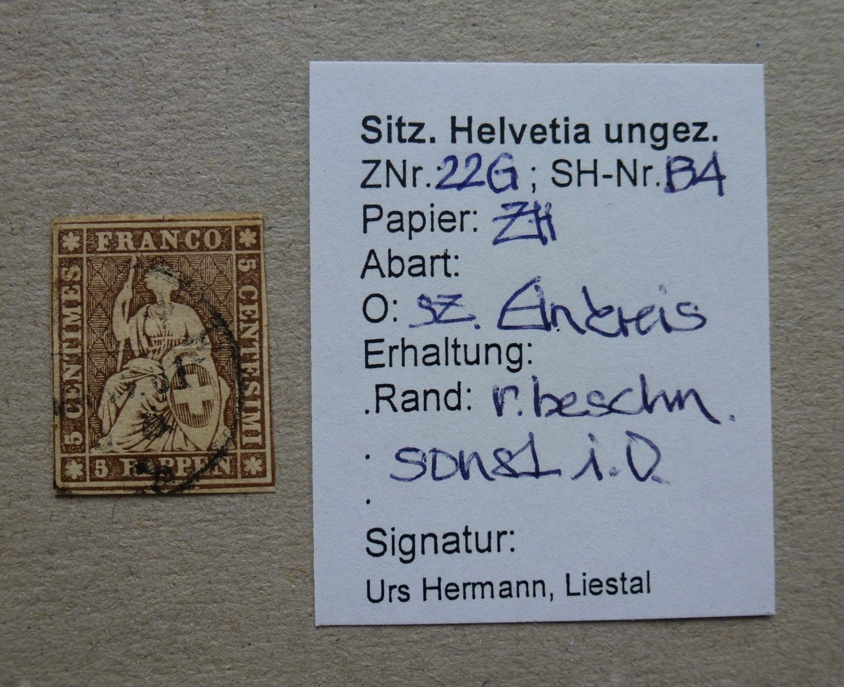 Tutti i francobolli: Strubel 22G - mit Klein-Befund Urs Hermann – Usato da Walkringen venduto da Casablanca777 2