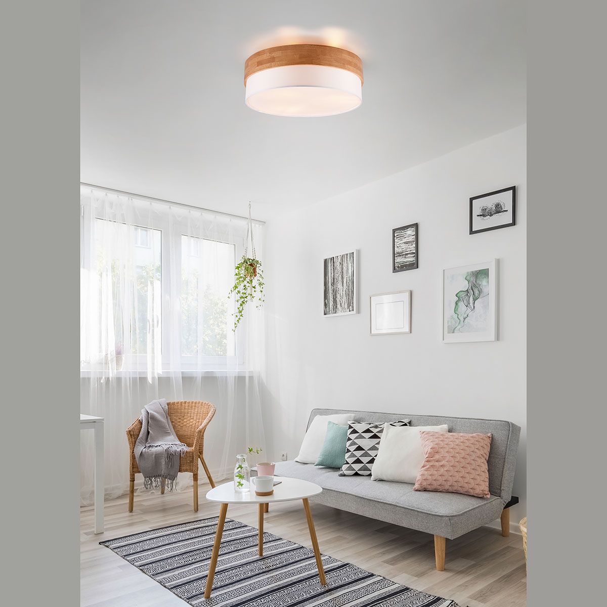 Lampadari & plafoniere: Deckenleuchte, Naturholz, Stoffschirm – Nuovo (secondo la descrizione) da Kreuzlingen venduto da Smart-Light 1
