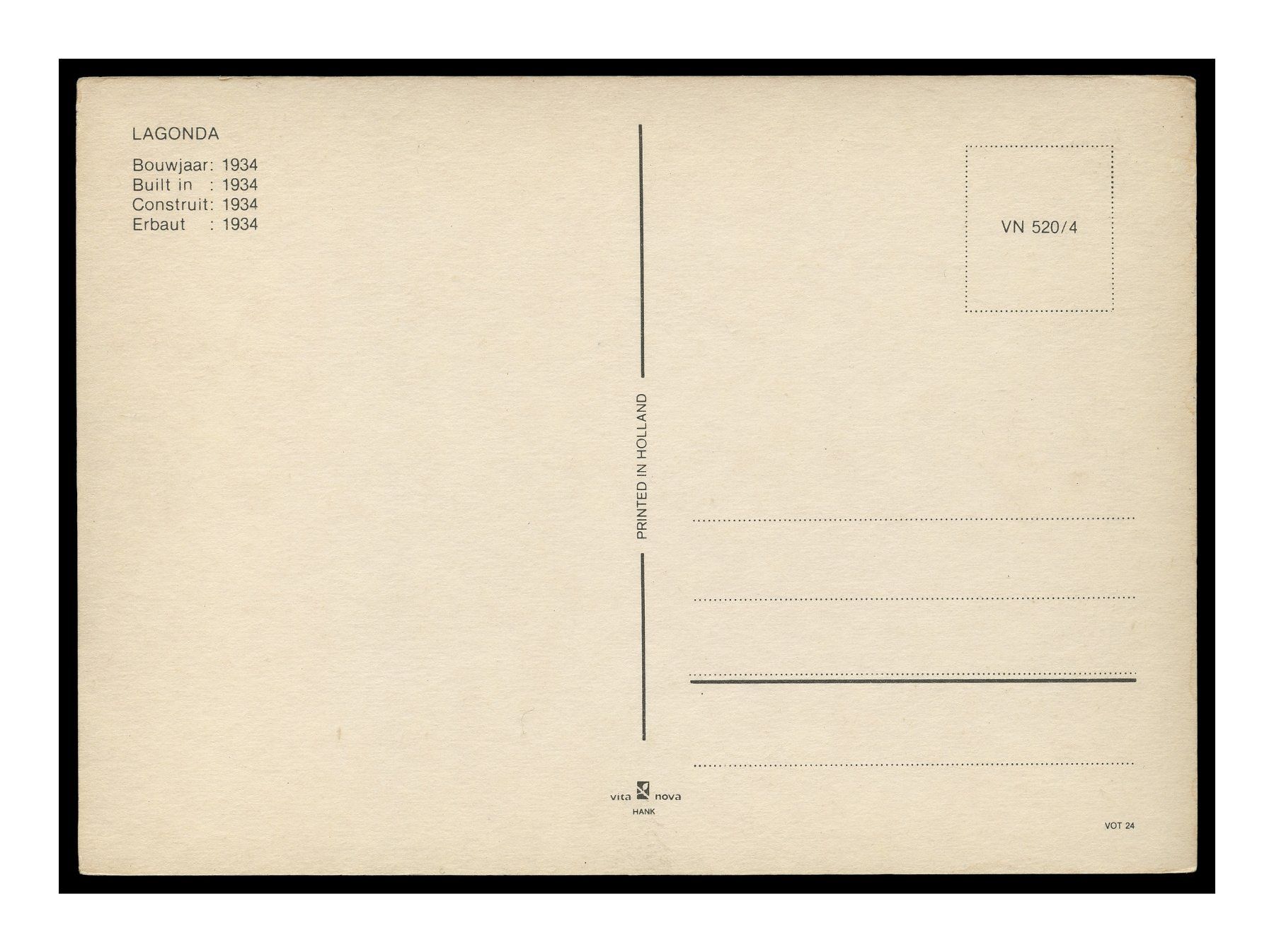 Cartoline postali: LAGONDA "Construit en 1934" – Usato da Onex venduto da Lagorel01 1