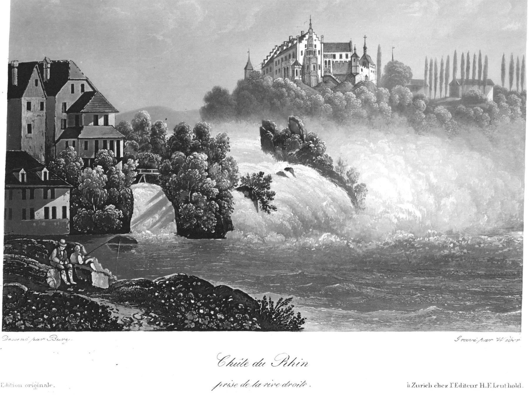 Incisioni: Rheinfall Aquatinta von Bury – Usato da Rafz venduto da Helvet32 1