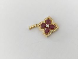 Echter Natur Rubin Anhänger, Gold neu aus 925 Silber