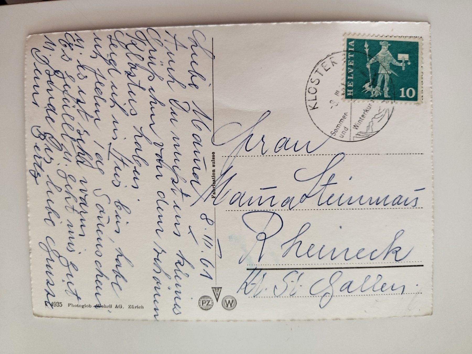 Cartoline postali: 5-Bild AK Klosters Winterlandschaft dat. 1961 – Usato da Ohmstal venduto da Lebensfreude05 1