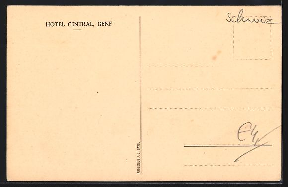 Cartoline postali: AK Genf, Partie am Hotel Central – Usato da Berlin venduto da bartko-reher 1