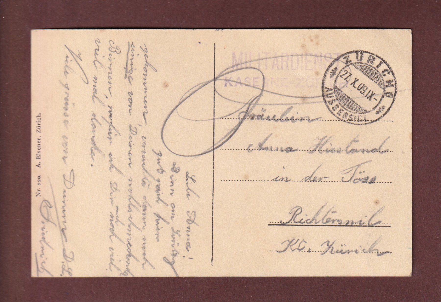 Cartoline postali: ZÜRICH - Bauschänzli - 1909 Feldpost – Usato da Pully venduto da nicecards-shop 1