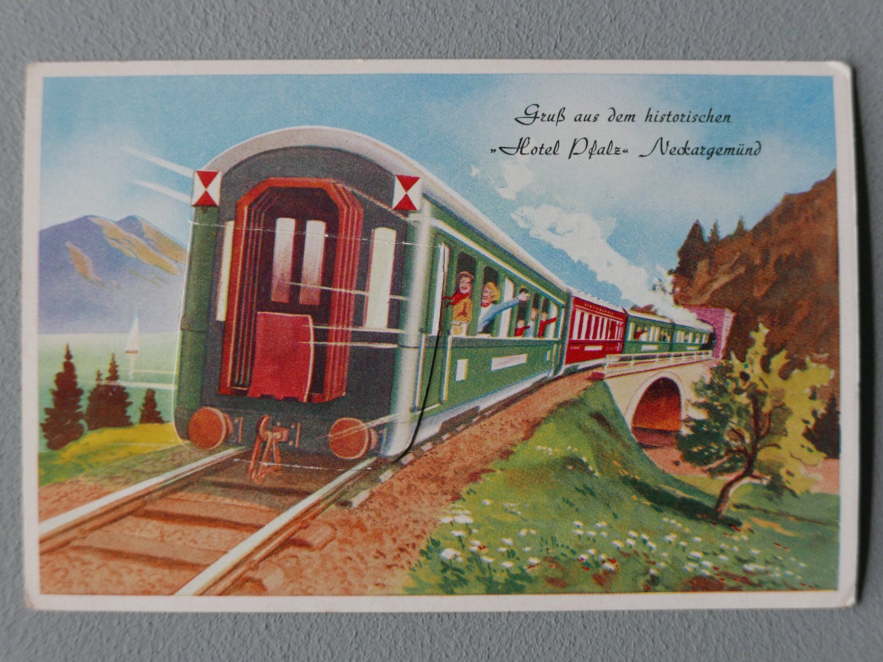 Ansichtskarten: ALTE AK EISENBAHN NECKARGEMÜND AUFKLAPPBAR MIT LEPORELLO – Gebraucht aus Balgach von Zwischenraum