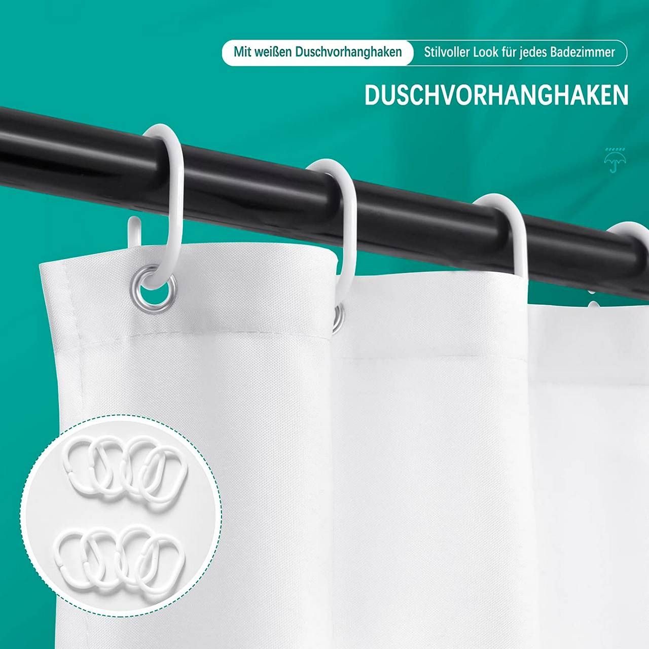 Tende: Duschvorhang weiss 180x200 – Nuovo e nell'imballaggio originale da Strengelbach venduto da retourenjaeger 2