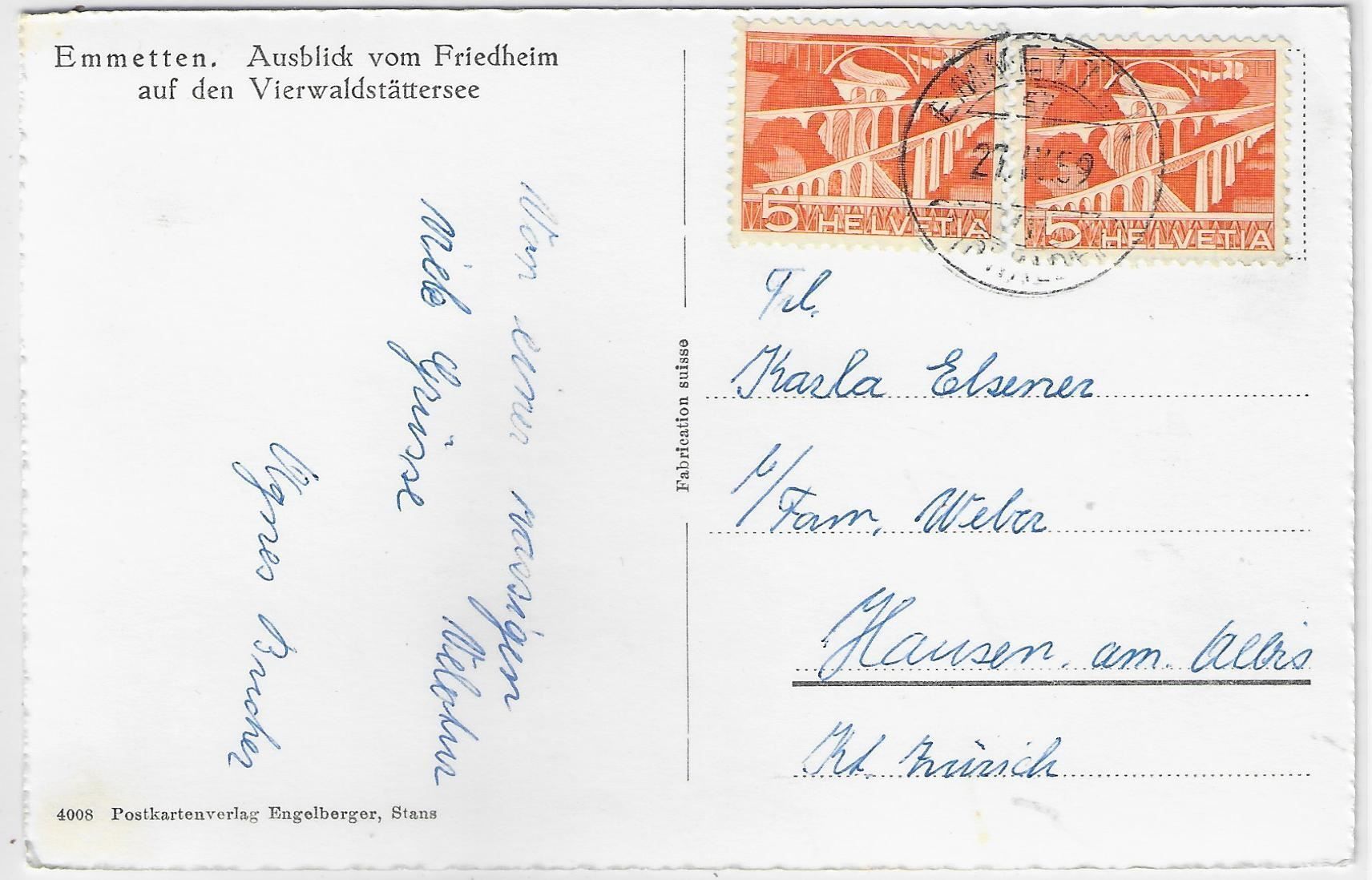 Cartoline postali: Emmetten - Ausblick vom Friedheim auf – Antico da Ettingen venduto da Kartenplanet 1