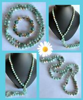 SET KETTE ECHTER AMAZONIT UND ARMBAND MIT BEADS MURANO STYLE
