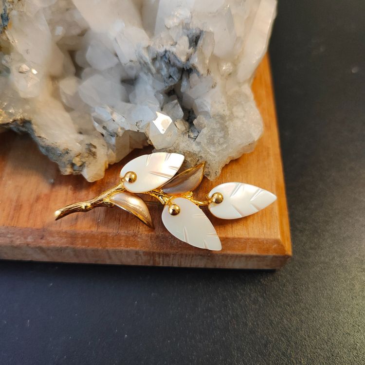 Allereyae Haarspange Vintage – Goldene Olivenblatt-Design Mit Perlen, 6x2 Cm, Seitliche Haarspange Für Damen