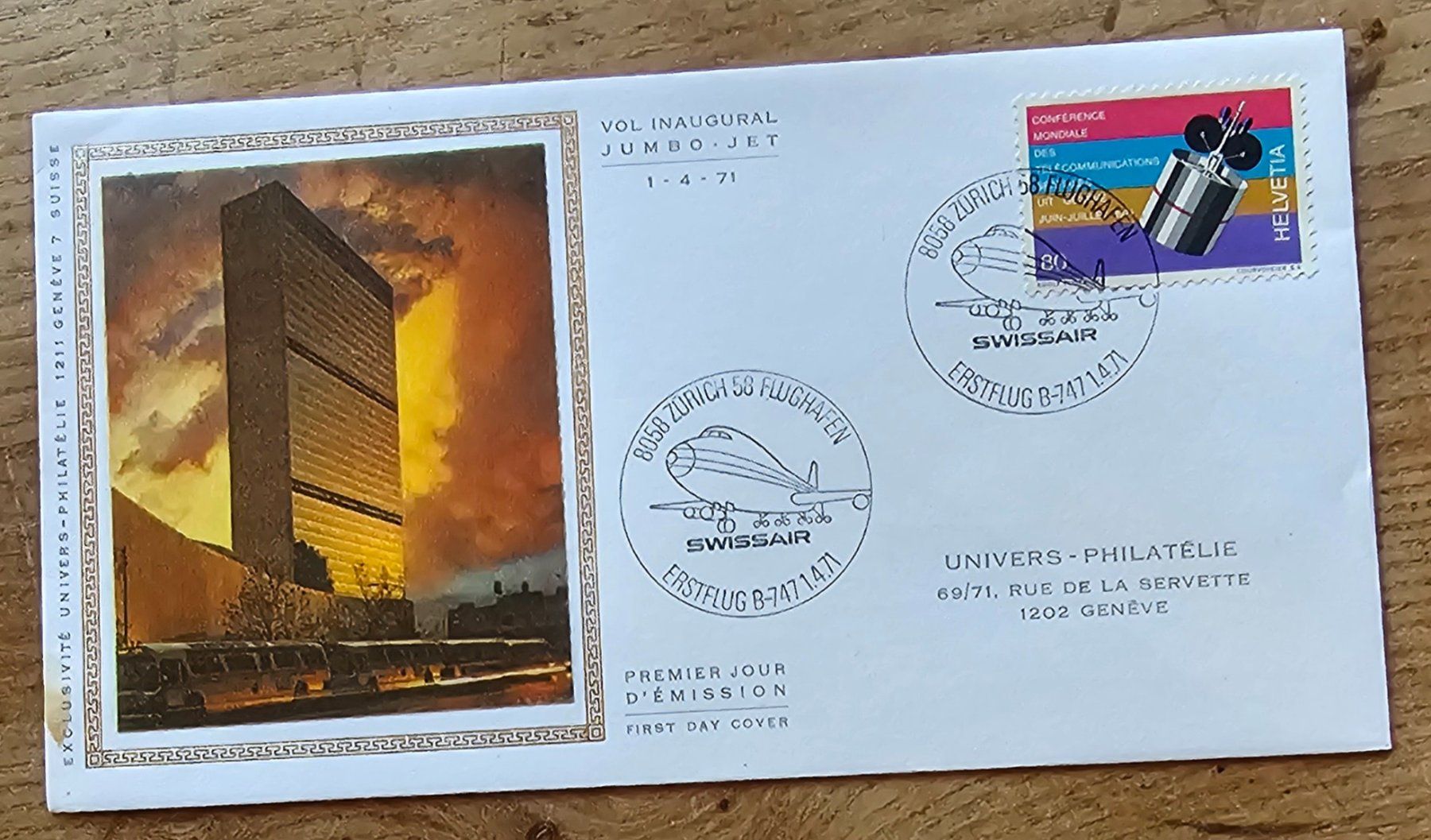 Tutti i francobolli: FDC Erstflug SWISSAIR , 1971 – Nuovo (secondo la descrizione) da Les Valettes venduto da Nuba1