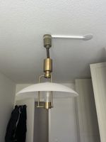 Hängelampe Messing weiss Lampenschirm Metall verstellbar