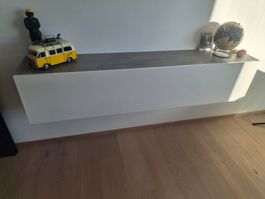 Meuble mural suspendu blanc et gris état correct bon état