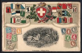 Passepartout-Präge-AK Lausanne, Villa S