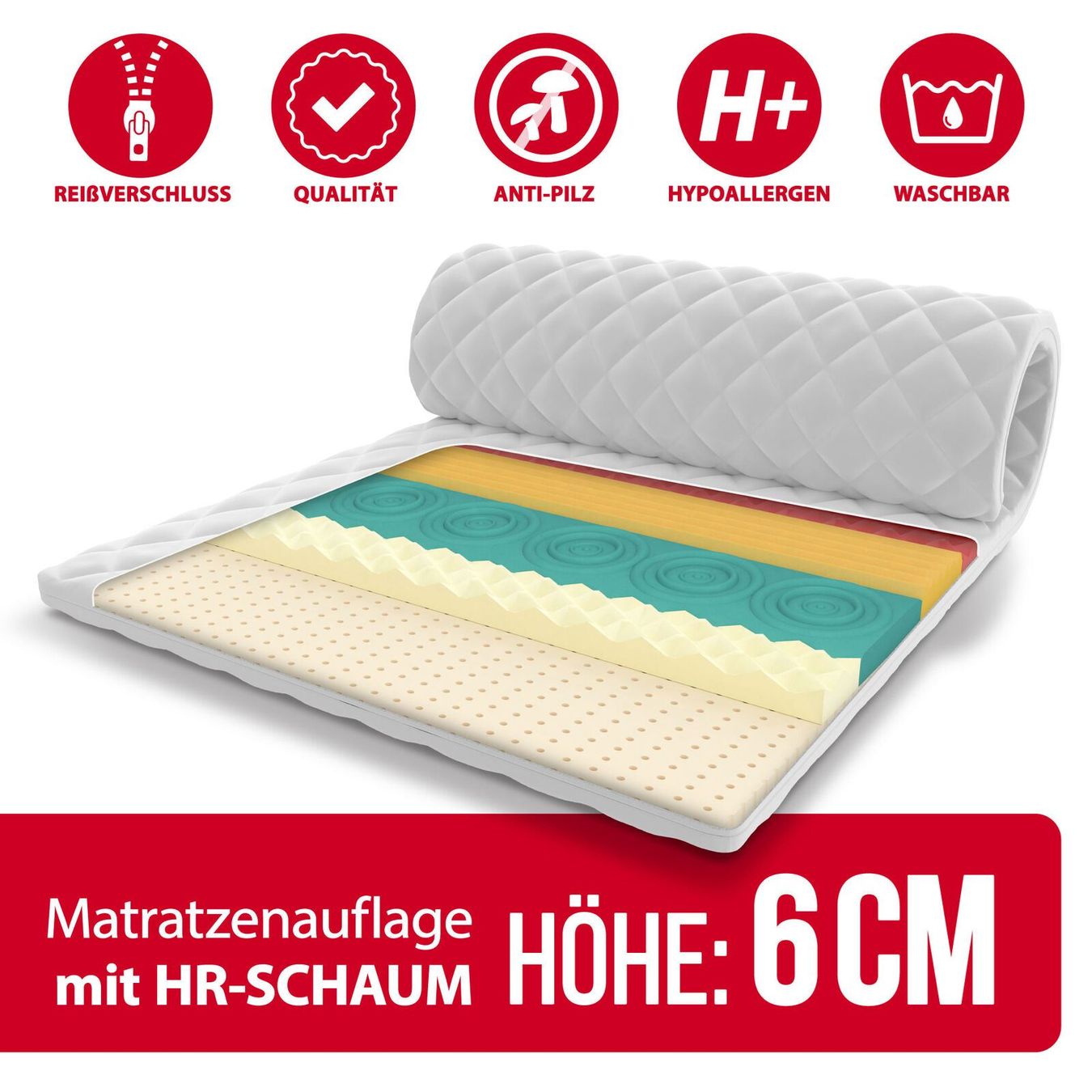 Materassi: Topper 80x200 LUKAS - HÖHE: 6cm H2/H4 – Nuovo e nell'imballaggio originale da Wallenwil venduto da toesstal-vertrieb