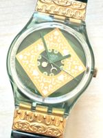 Armbanduhr Swatch grün goldfarben Jahrgang 1996 gebraucht