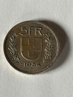 5 Franken 1954 Vreneli Münze Silber guter Zustand