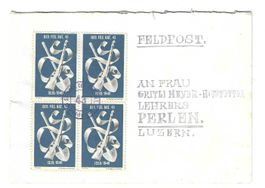 Infanterie Nr. 331/1,  4er-Block auf Brief, echt gelaufen
