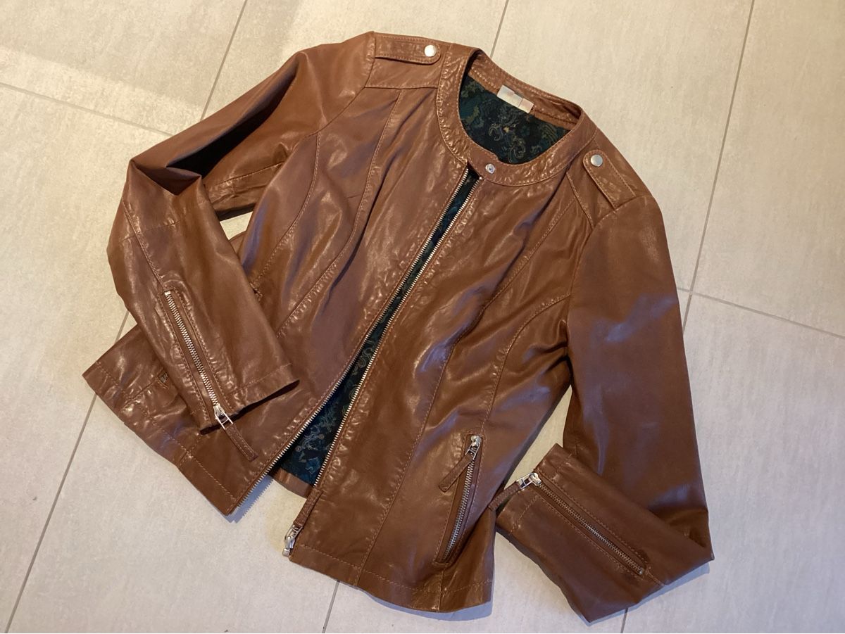Giacche: Braune Lederjacke im Biker-Stil, Gr. 38 – Usato da Cham venduto da Lanza08 1