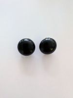 Round Clip Earrings Black Vintage