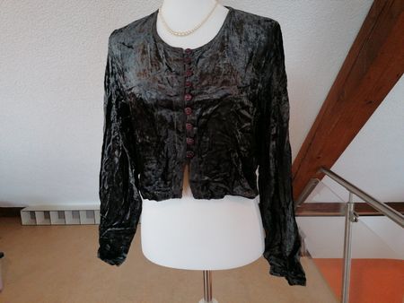 Samt Kurzjacke, Bluse Boom Baba Gr. Frei Handarbeit Indien