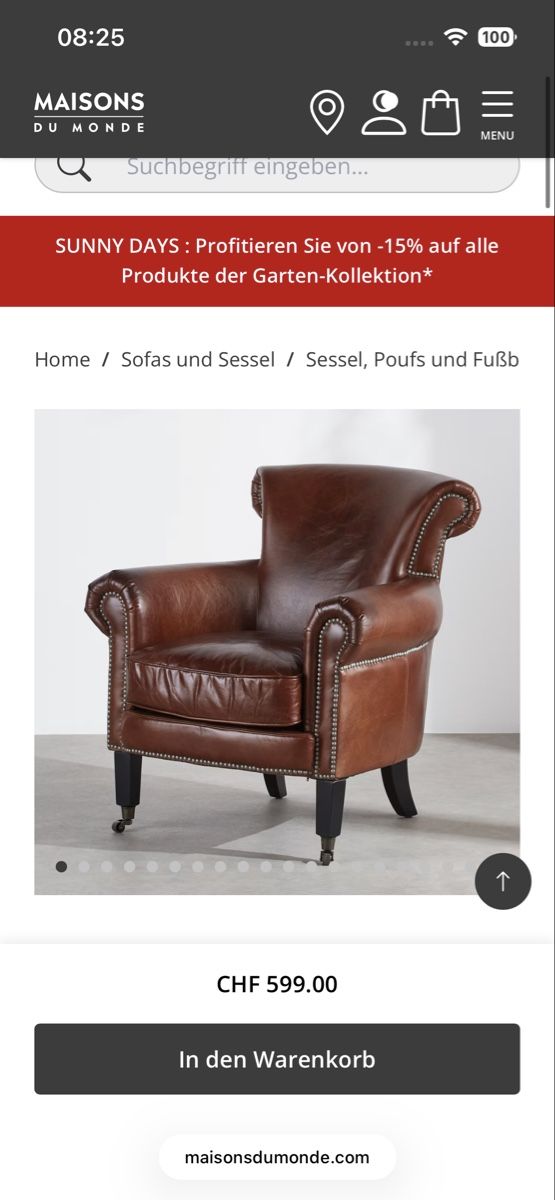 Maisons du monde Poltrone: Leather armchair – Usato da Glattbrugg venduto da suz_8xg5 2