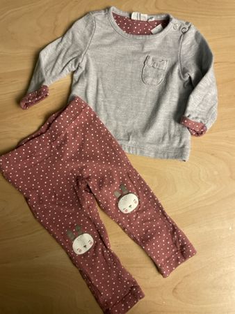  Set Pullover und Hose Gr.74/80 sind rosa grau gepunktet