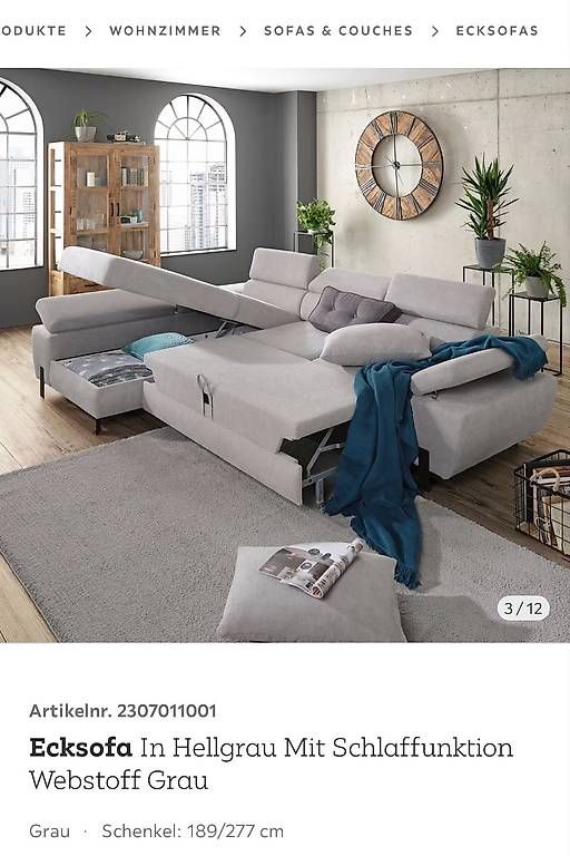 Divani: Ecksofa In Hellgrau Mit Schlaffunktion Webstoff Grau – Usato da Zug venduto da dob_bvq8 1