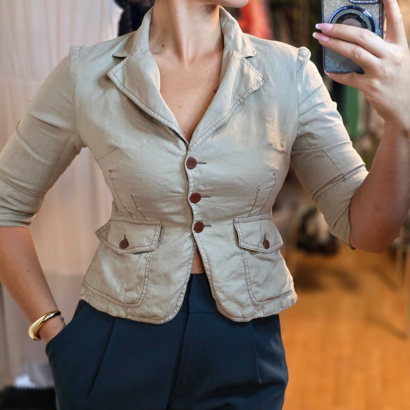 Giacche: CLASS Leinenblazer 100% Leinen Beige Gr. S/M – Usato da Wald ZH venduto da CapLux 2