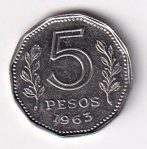 Tutti le monete: Argentinien 5 pesos 1963 – Usato da Neuchâtel venduto da karlpierrino 1