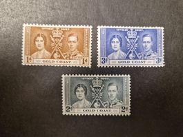 3 seltene Gold Coast Briefmarken 1937 👍🏼