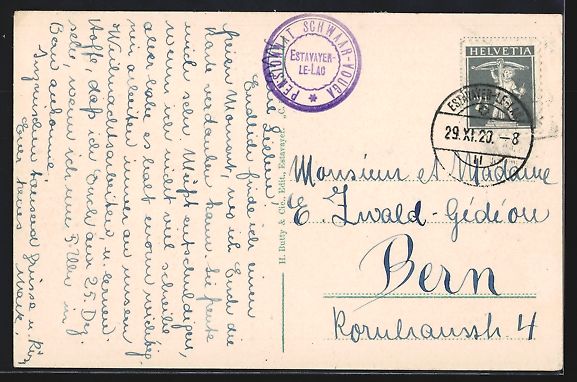 Cartoline postali: AK Estavayer, Seepartie, 1920 – Usato da Berlin venduto da bartko-reher 1