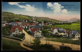 AK Großhöchstetten, Ortsansicht mit Strasse und Feldern, Bah
