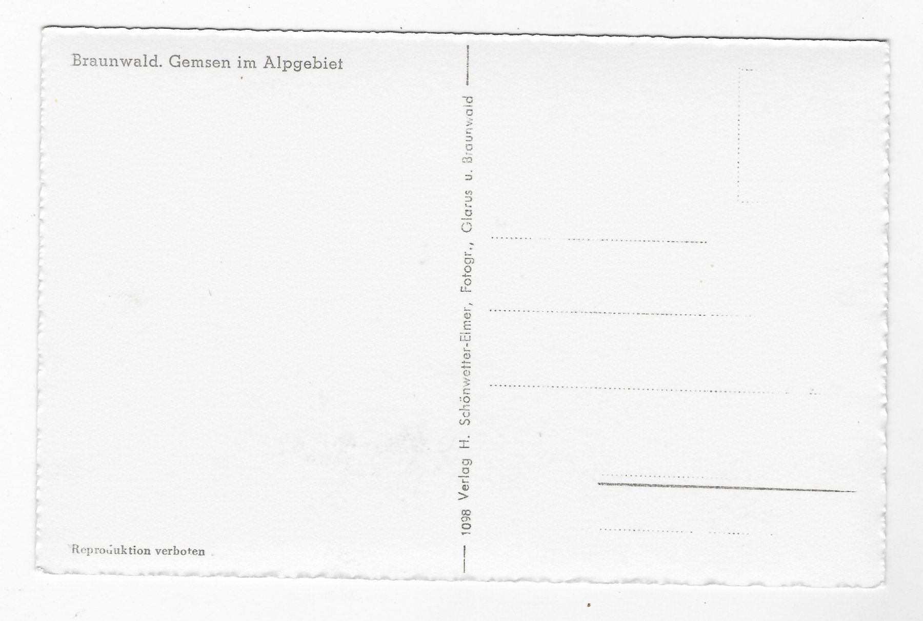 Cartoline postali: Braunwald, Gemsen im Alpgebiet. – Usato da Hefenhofen venduto da Richsalz 1