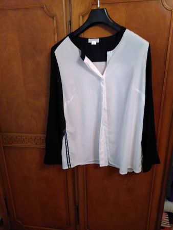 Elegante Damenbluse von Mona, Gr. 48, schwarz/weiss
