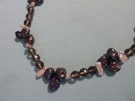 Perlen Schmuck Perlen Rauchquarz Collier echte  Kette
