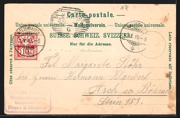 Cartoline postali: Litho Meldegg, Gasthaus zur Meldegg, Pan – Usato da Berlin venduto da bartko-reher 1