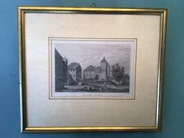 Stahlstich Das Schloss Gottlieben von Henry Winkles um 1835