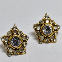 Vintage Ohrhänger goldfarben Stern mit Strassstein-Verzierun