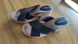 Divide Plateau Kork Sandalen schwarz Gr. 38