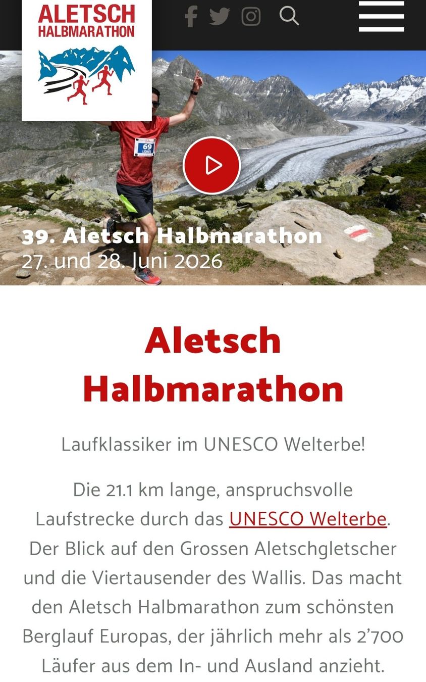 Biglietti: Aletsch Halbmarathon Startplatz 28.06.26 – Nuovo e nell'imballaggio originale da Thun venduto da bum_n7px