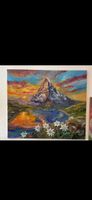 Ölgemälde Matterhorn Art mit Edelweissblumen