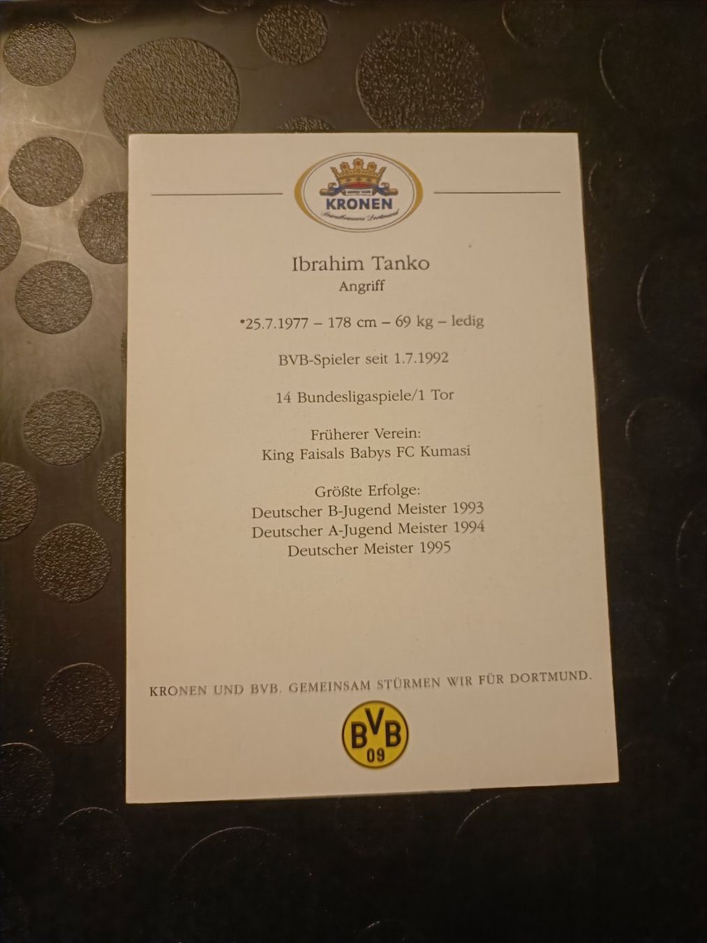 Autographes: Ibrahim Tanko - BVB 95/96- Borussia Dortmund – D'occasion à Menziken par Artographs 1