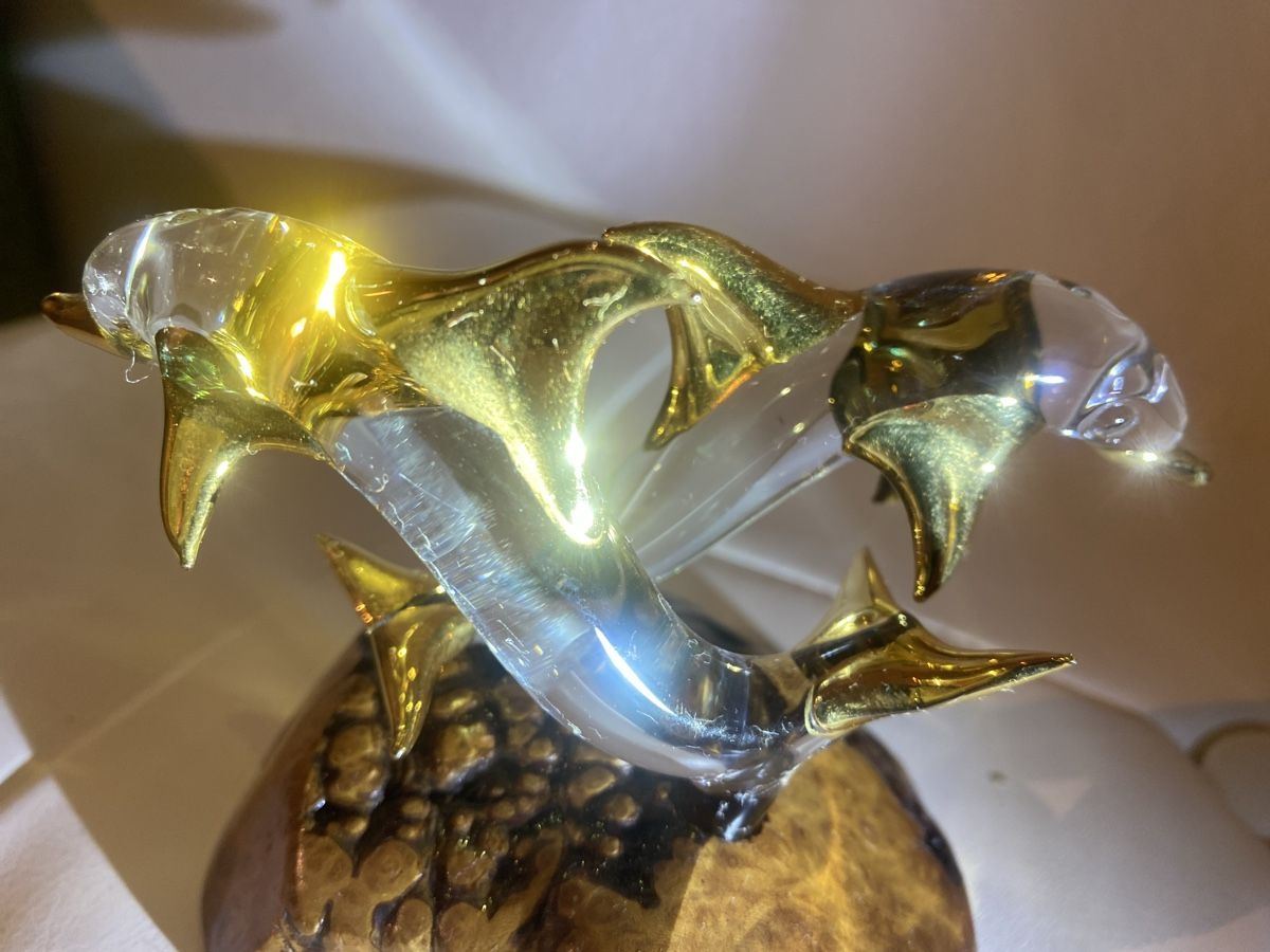 Statuette: Glas-Delfine auf Wurzelholz, 22kt – Nuovo (secondo la descrizione) da Männedorf venduto da Maru83 1
