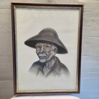 Schöne Kohlezeichnung, gerahmt, signiert, Top..