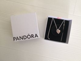 🤩PANDORA SILBER HALSKETTE & HELLO KITTY HERZ ANHÄNGER NEU