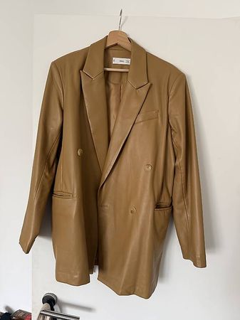 BRAUNE LEDEROPTIK-BLAZERJACKE